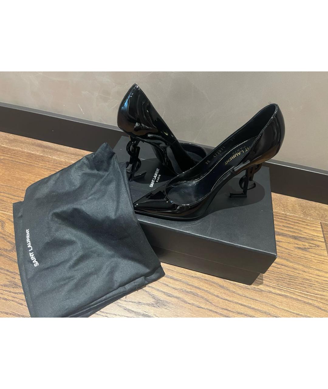 SAINT LAURENT Черные туфли из лакированной кожи, фото 5