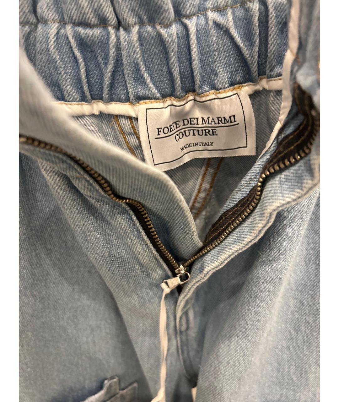 FORTE COUTURE Голубые хлопковые прямые джинсы, фото 3