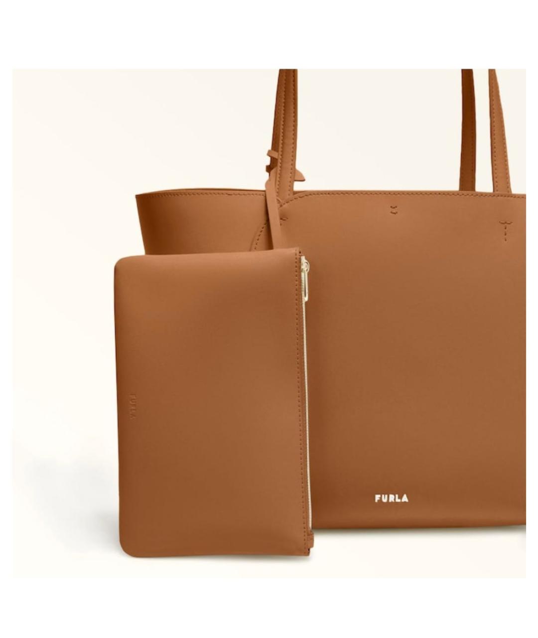 FURLA Коричневая кожаная сумка тоут, фото 5