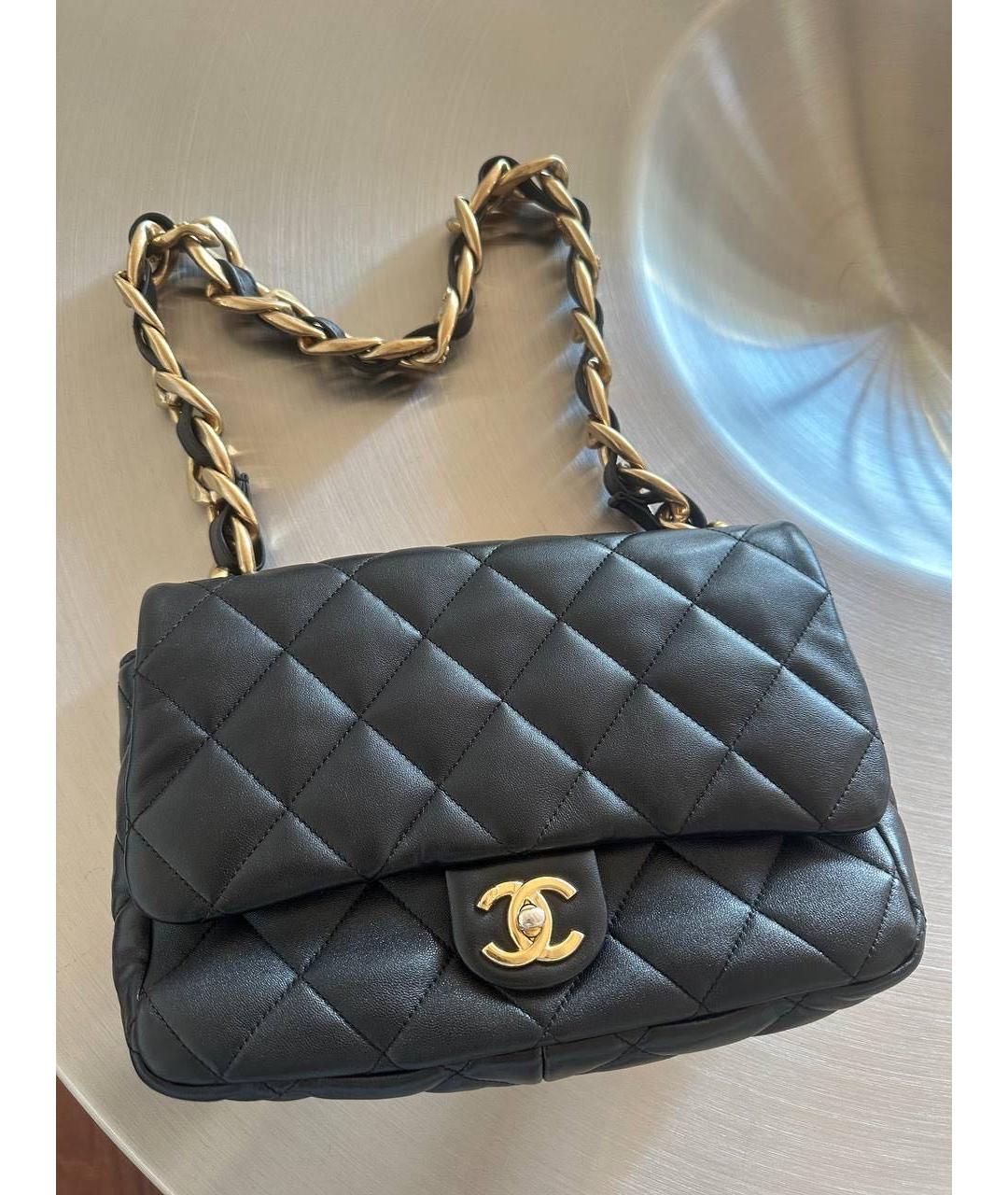 CHANEL Черная кожаная сумка через плечо, фото 8