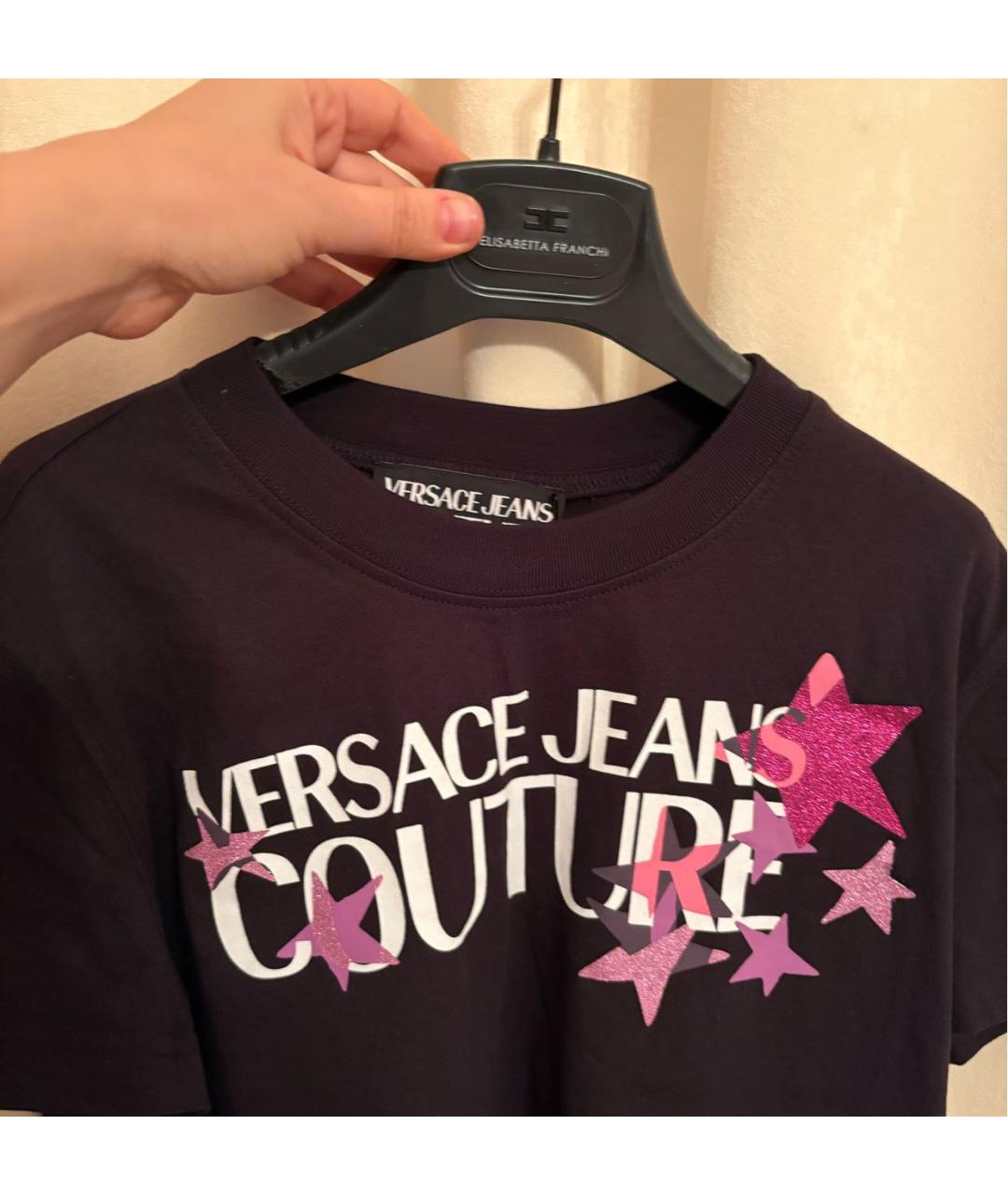 VERSACE JEANS COUTURE Черная хлопковая футболка, фото 4