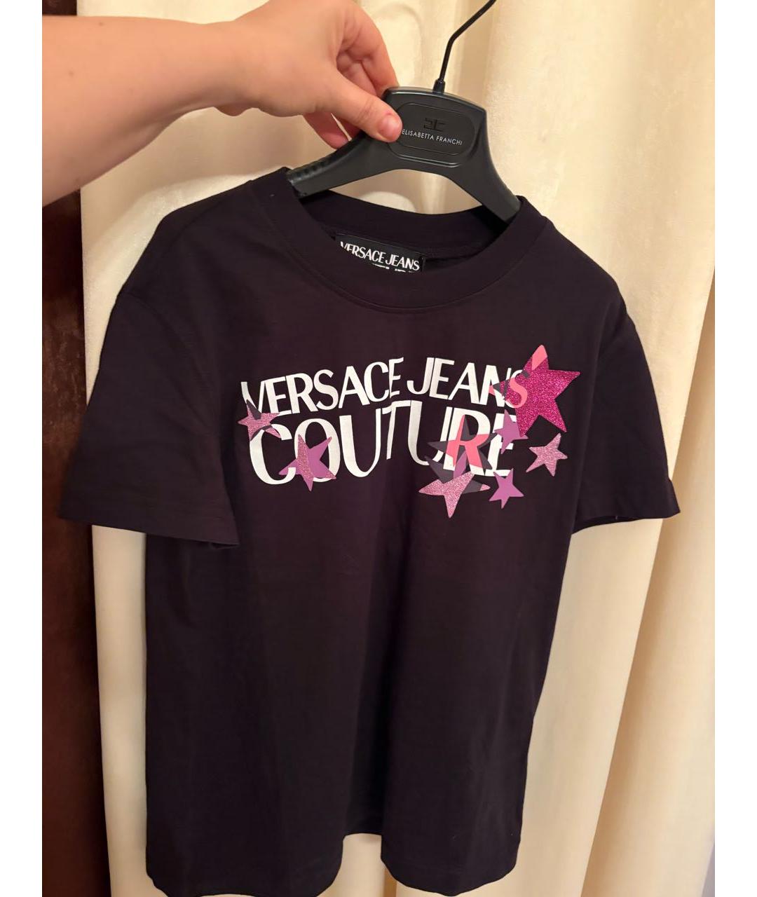 VERSACE JEANS COUTURE Черная хлопковая футболка, фото 8