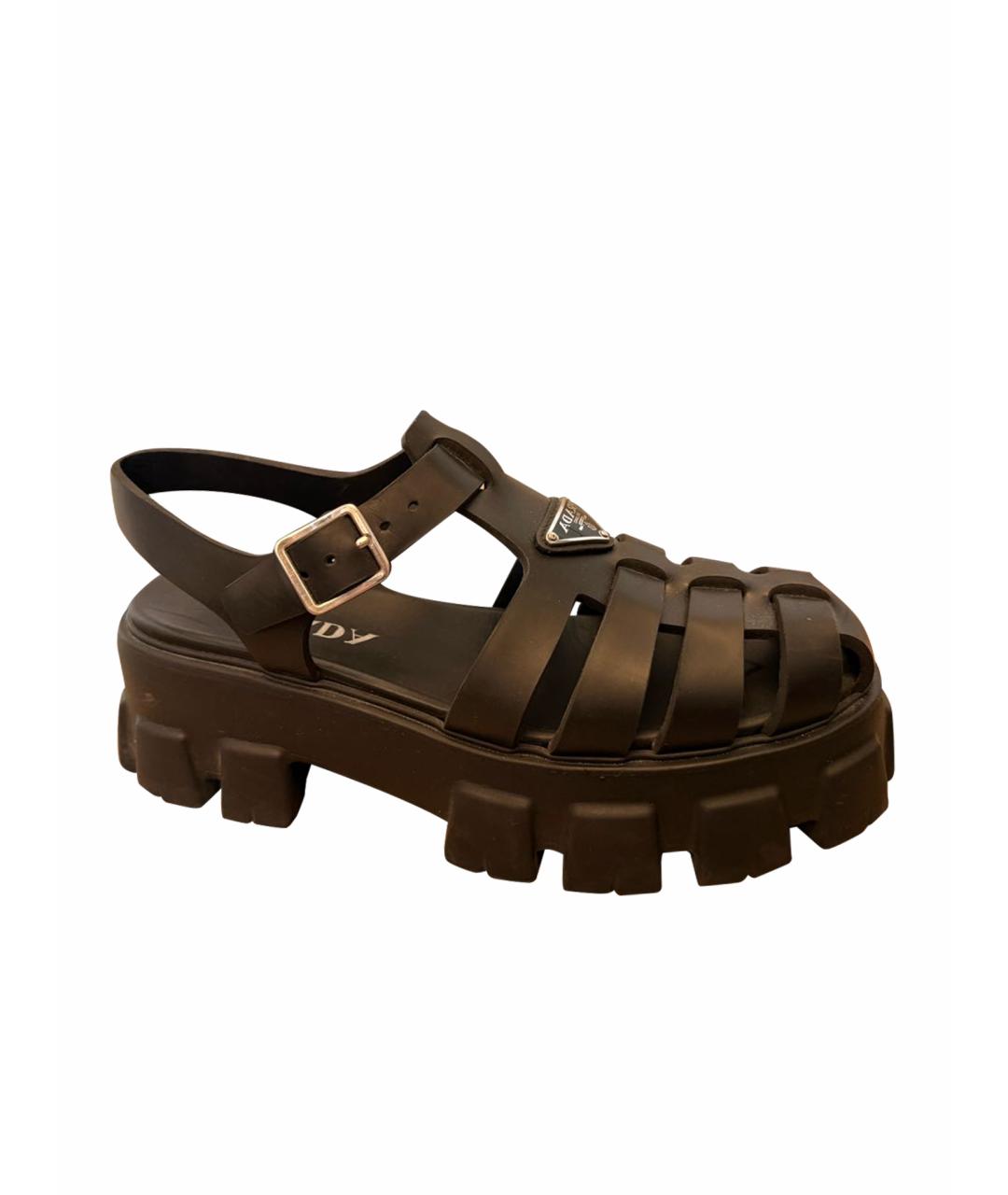 PRADA Черные резиновые босоножки, фото 1