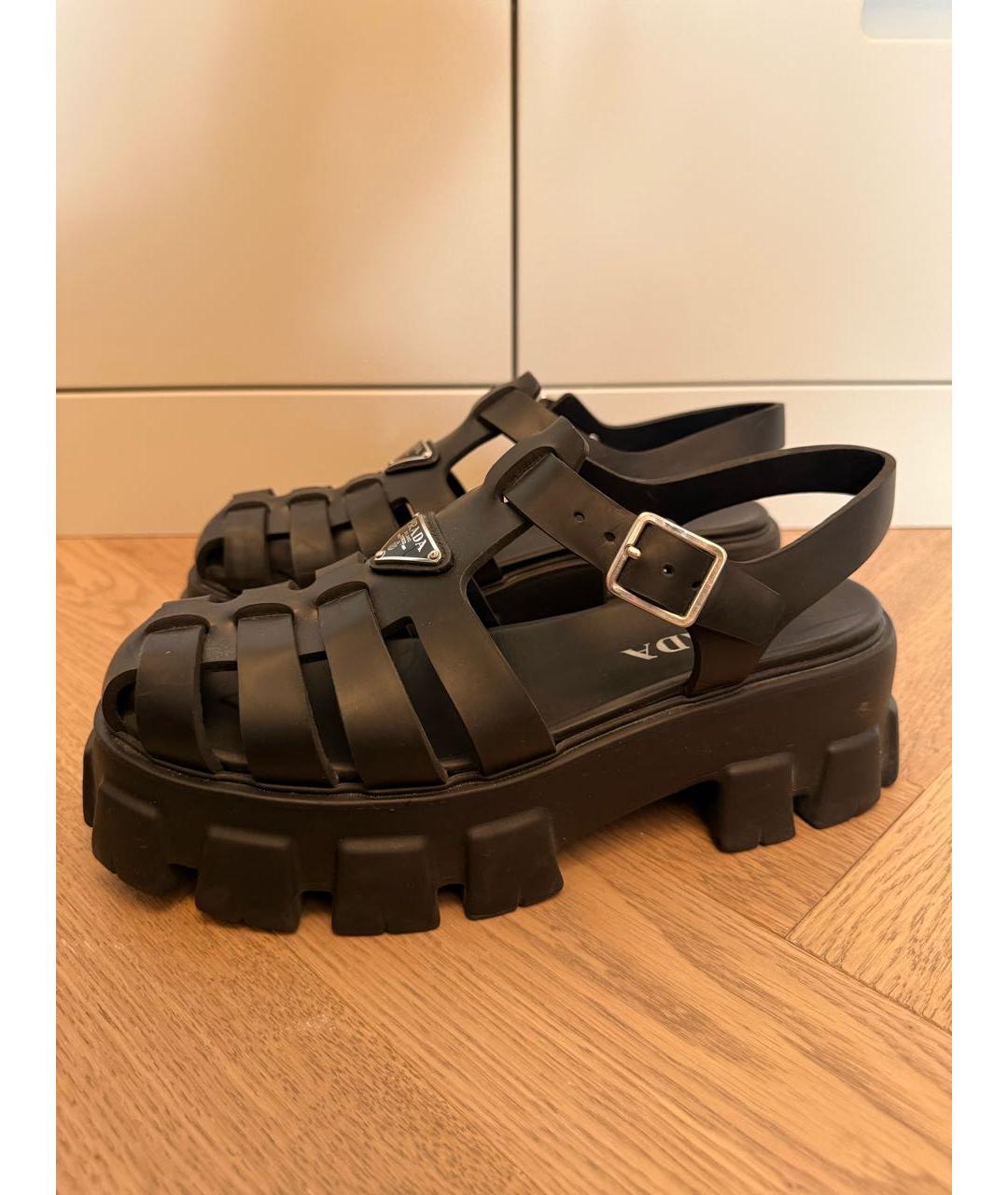 PRADA Черные резиновые босоножки, фото 6