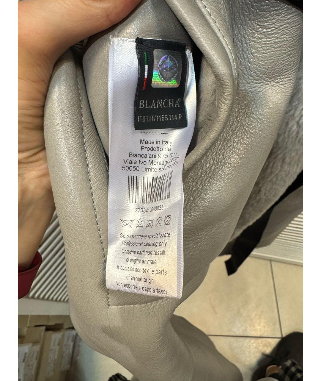 BLANCHA Серая кожаная дубленка, фото 5