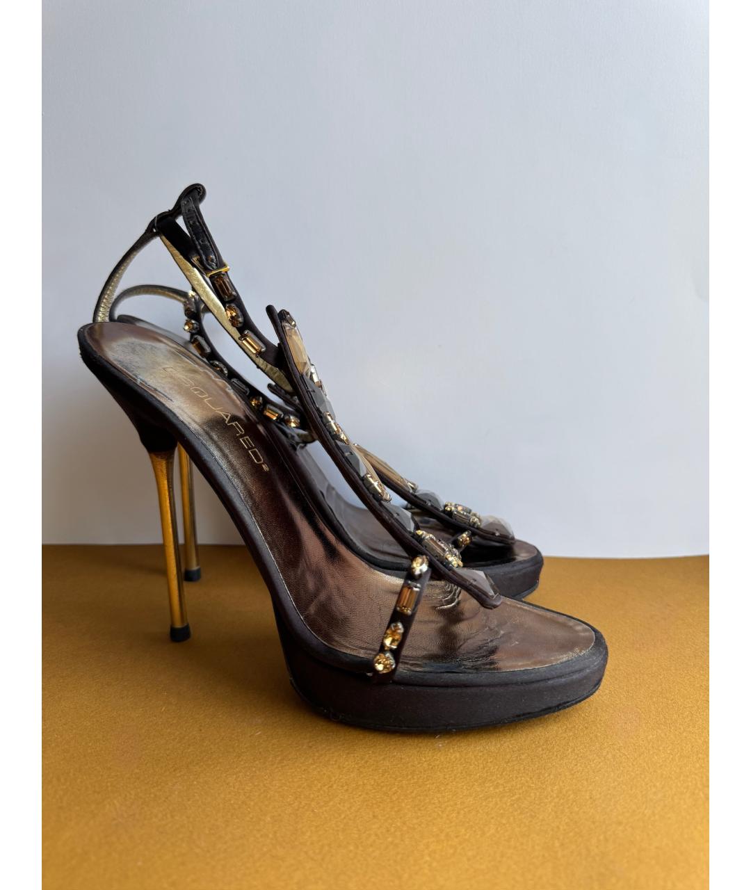 DSQUARED2 Коричневые кожаные босоножки, фото 8