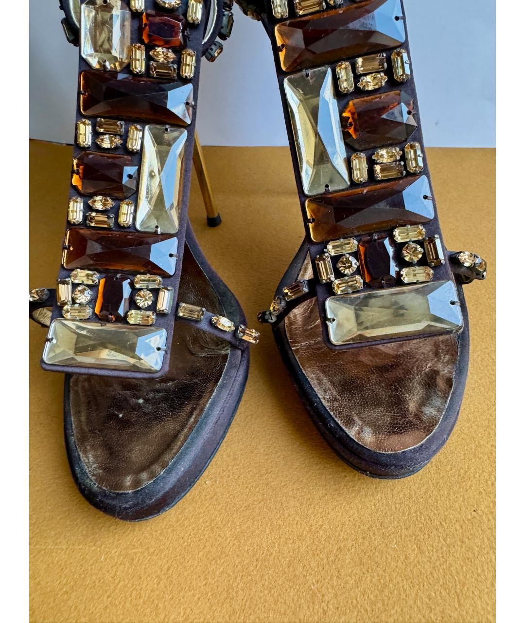 DSQUARED2 Коричневые кожаные босоножки, фото 4