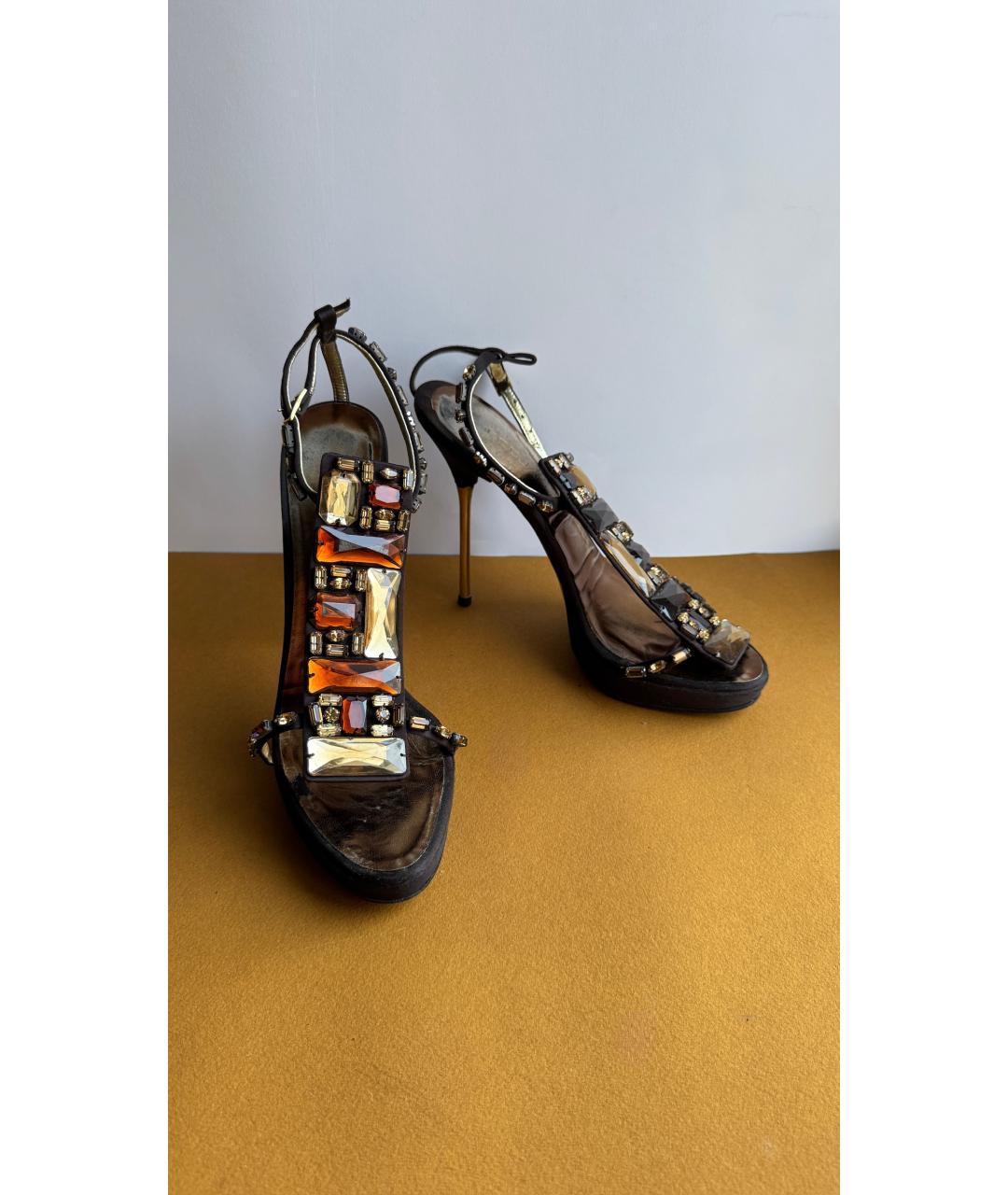 DSQUARED2 Коричневые кожаные босоножки, фото 2