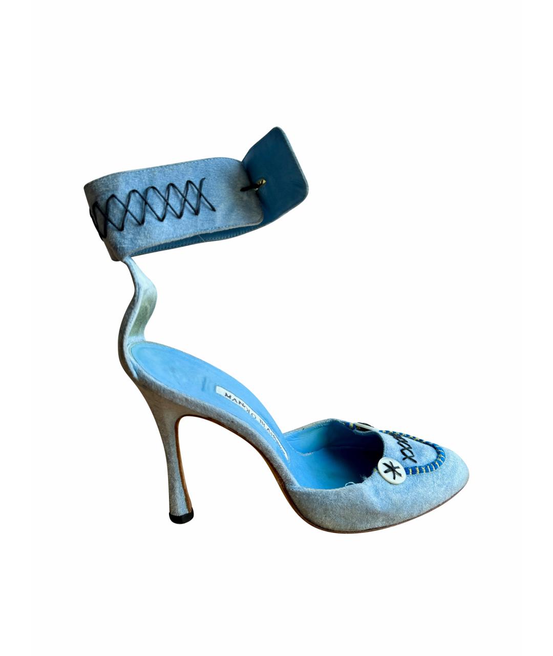 MANOLO BLAHNIK Голубые кожаные туфли, фото 1