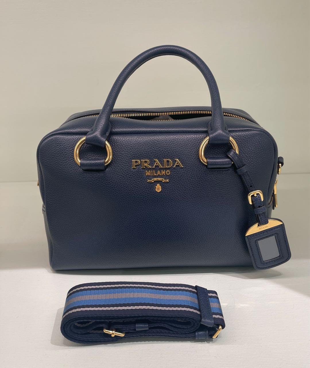 PRADA Синяя кожаная сумка тоут, фото 5