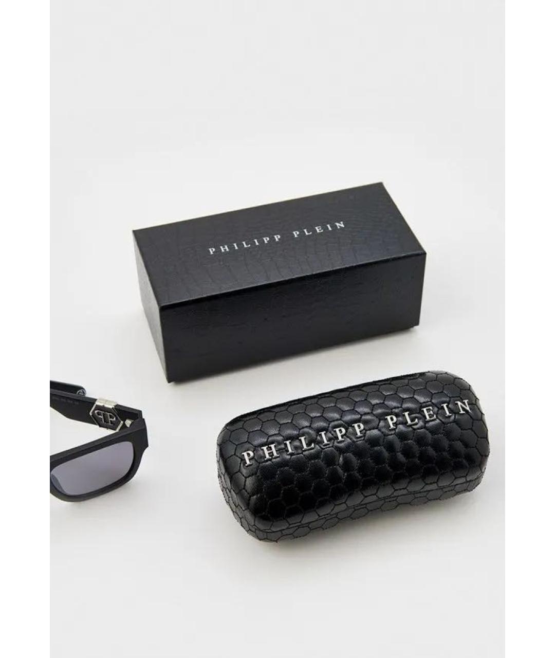 PHILIPP PLEIN Черные пластиковые солнцезащитные очки, фото 4