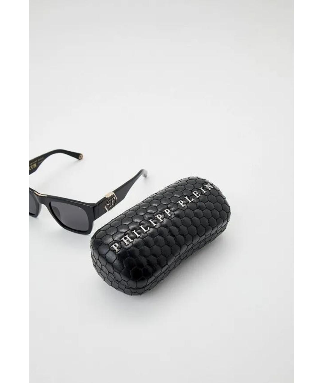 PHILIPP PLEIN Черные пластиковые солнцезащитные очки, фото 4