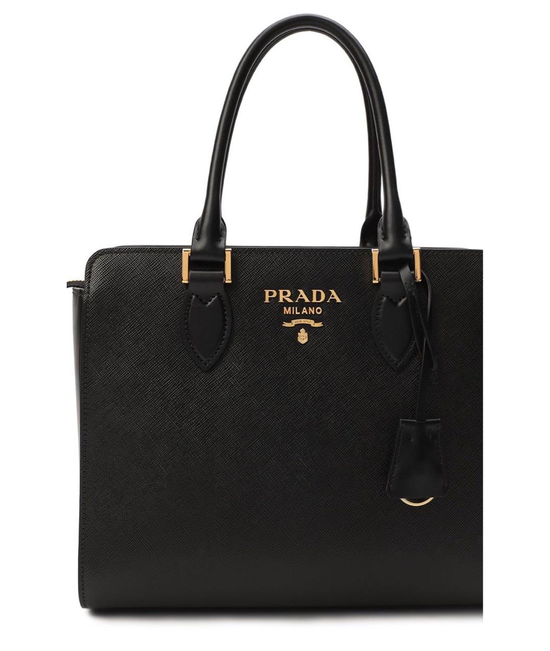 PRADA Черная кожаная сумка тоут, фото 5