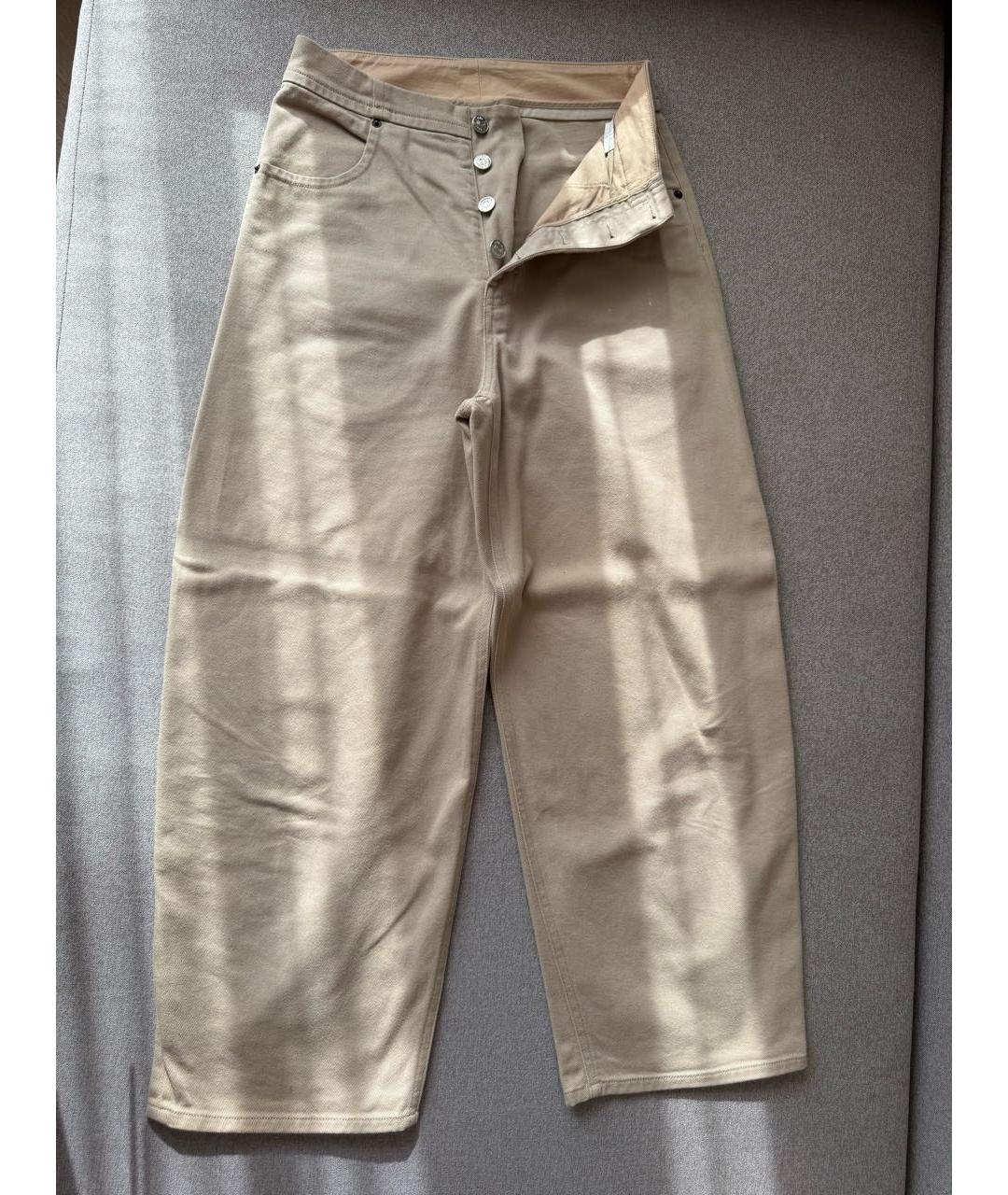 MM6 MAISON MARGIELA Бежевые хлопковые прямые джинсы, фото 5