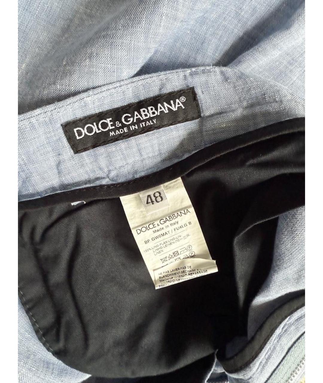 DOLCE&GABBANA Голубые льняные шорты, фото 5