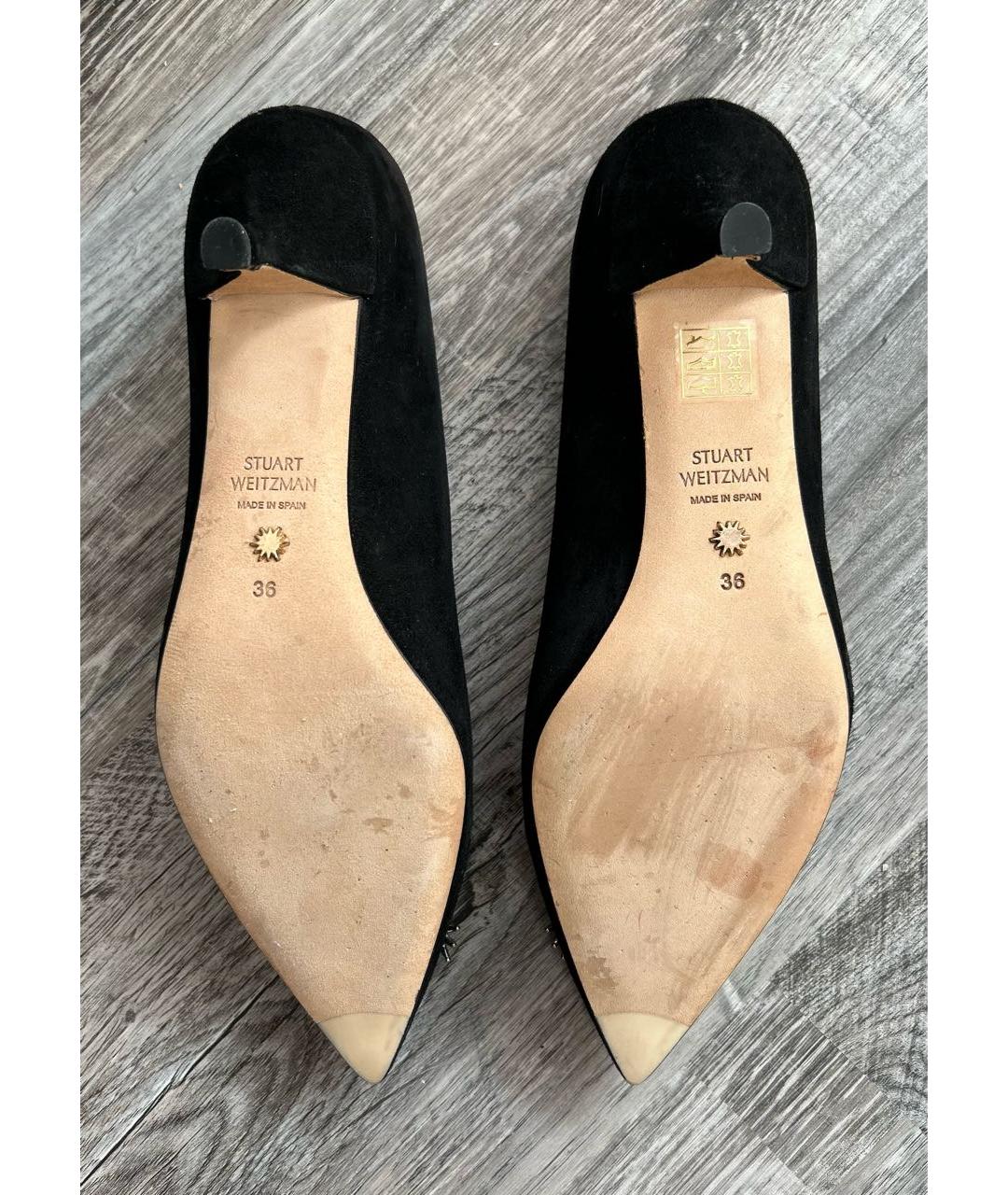 STUART WEITZMAN Черные лодочки на низком каблуке, фото 5