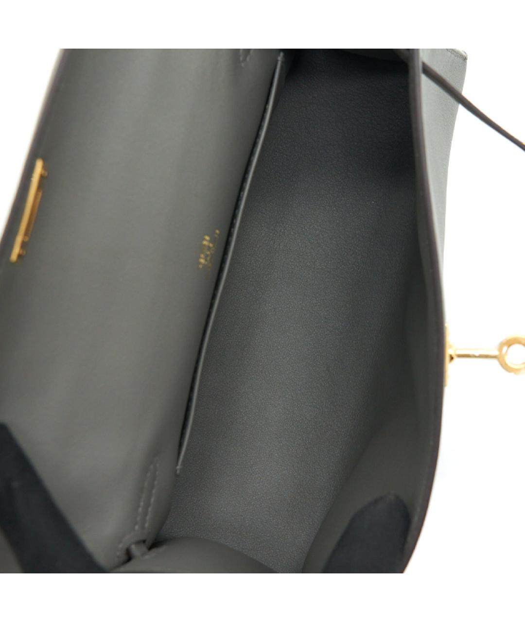 HERMES Серая кожаная сумка через плечо, фото 8