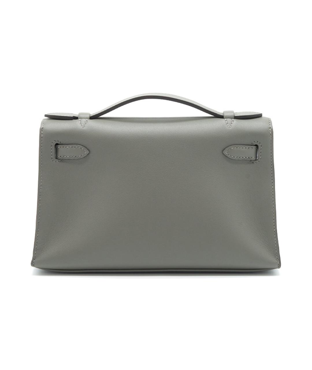 HERMES Серая кожаная сумка через плечо, фото 4