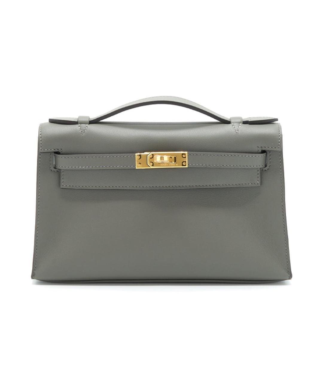 HERMES Серая кожаная сумка через плечо, фото 1