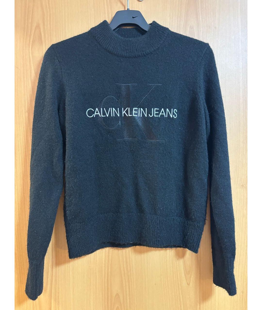 CALVIN KLEIN Черный шерстяной джемпер / свитер, фото 6