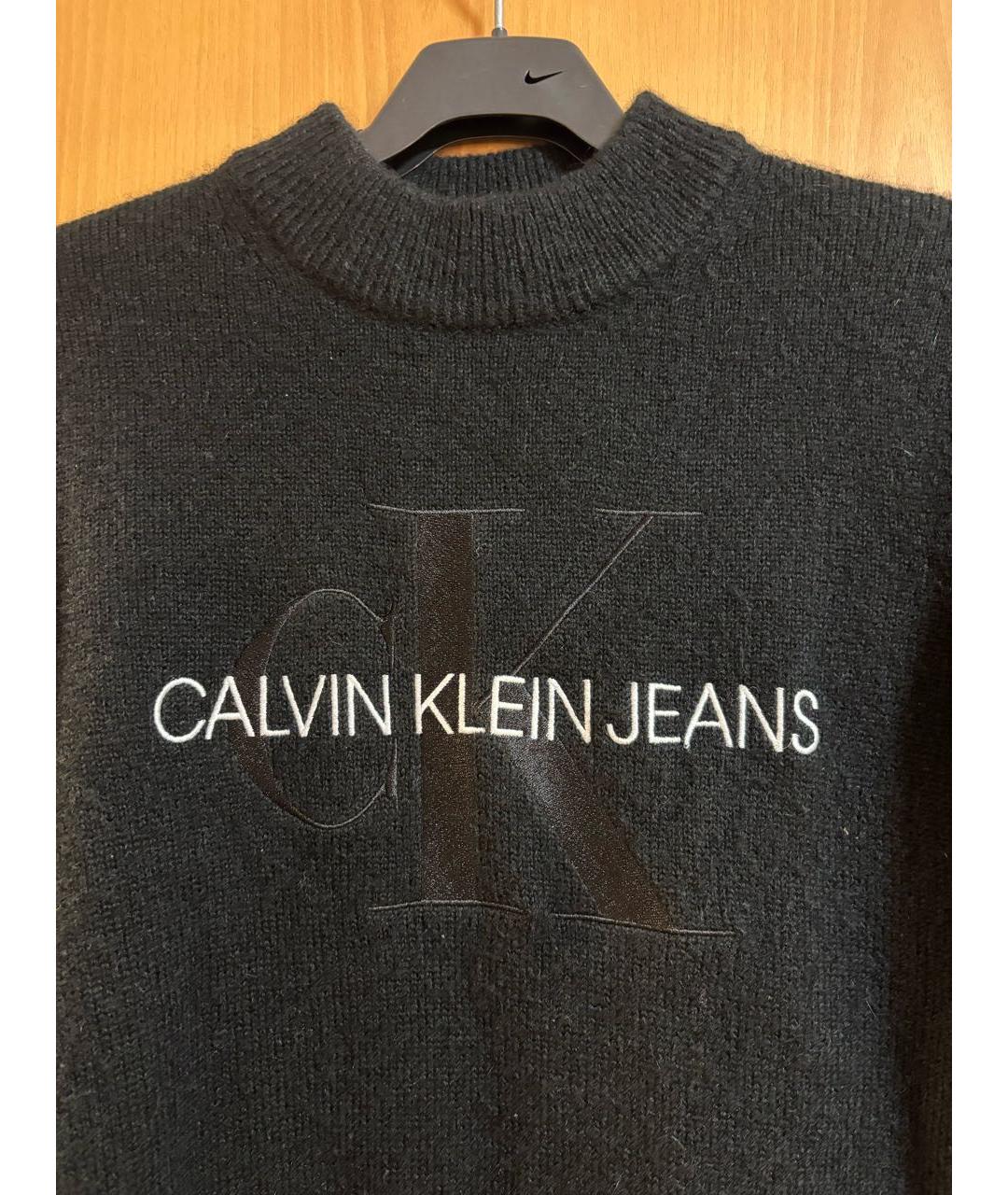 CALVIN KLEIN Черный шерстяной джемпер / свитер, фото 4
