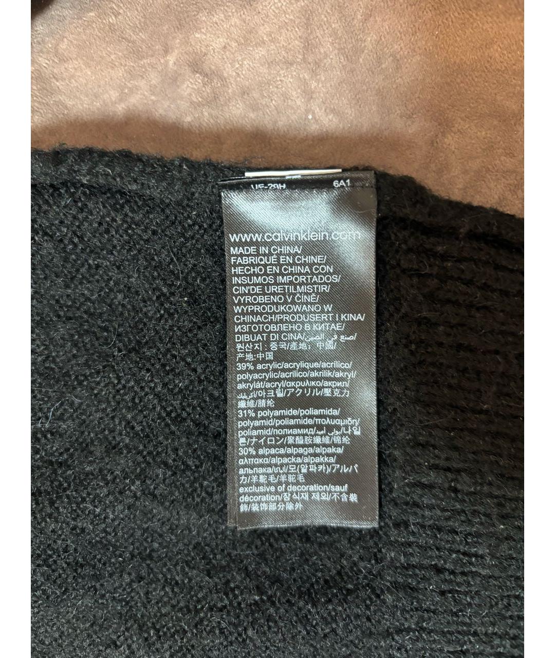 CALVIN KLEIN Черный шерстяной джемпер / свитер, фото 5