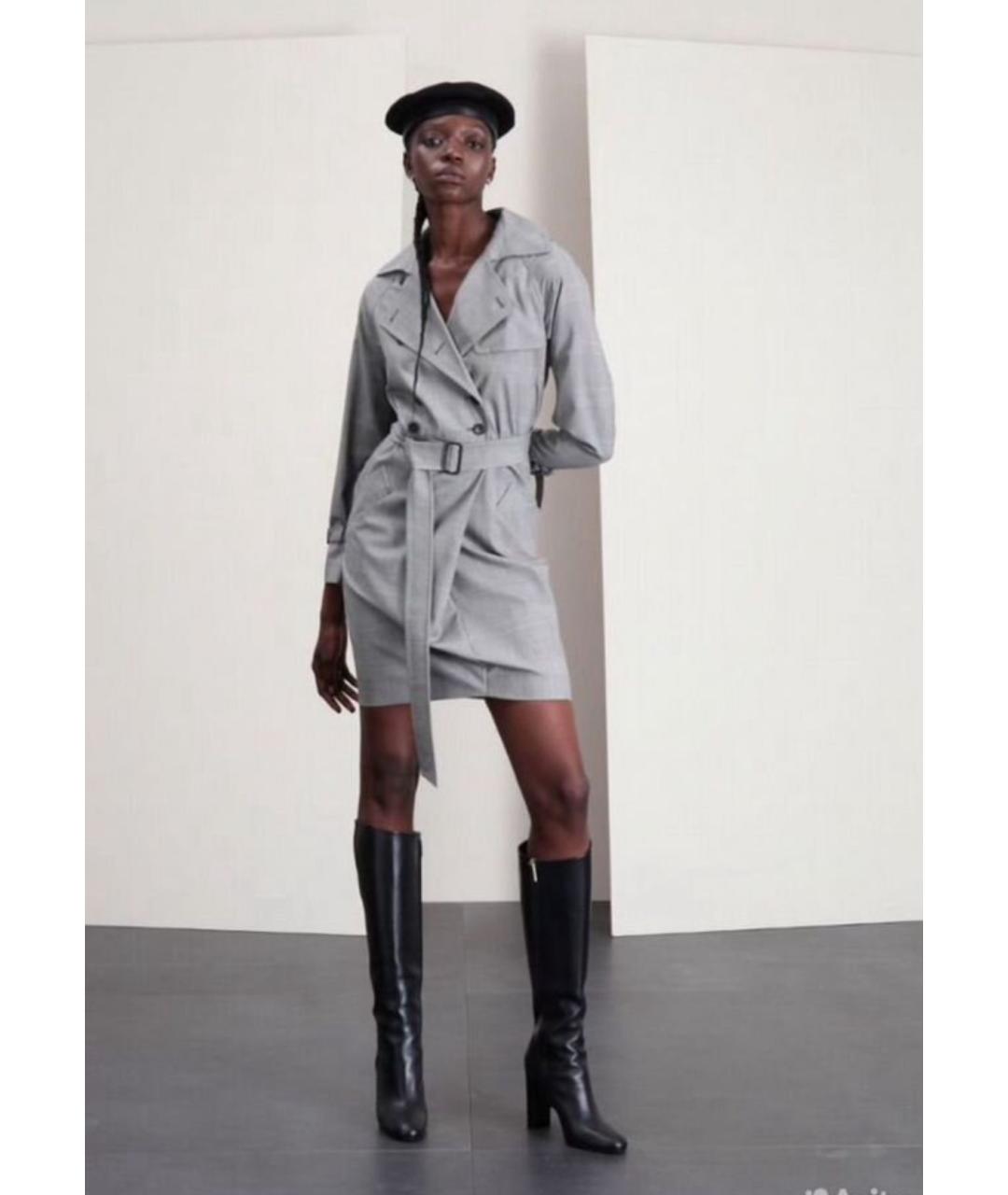 MAX MARA Серое шерстяное повседневное платье, фото 5