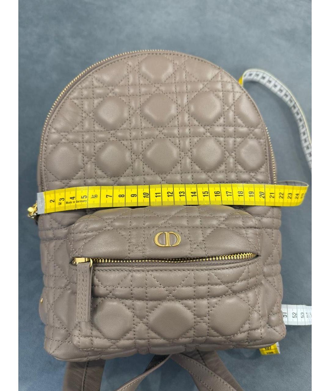 CHRISTIAN DIOR Бежевый кожаный рюкзак, фото 6