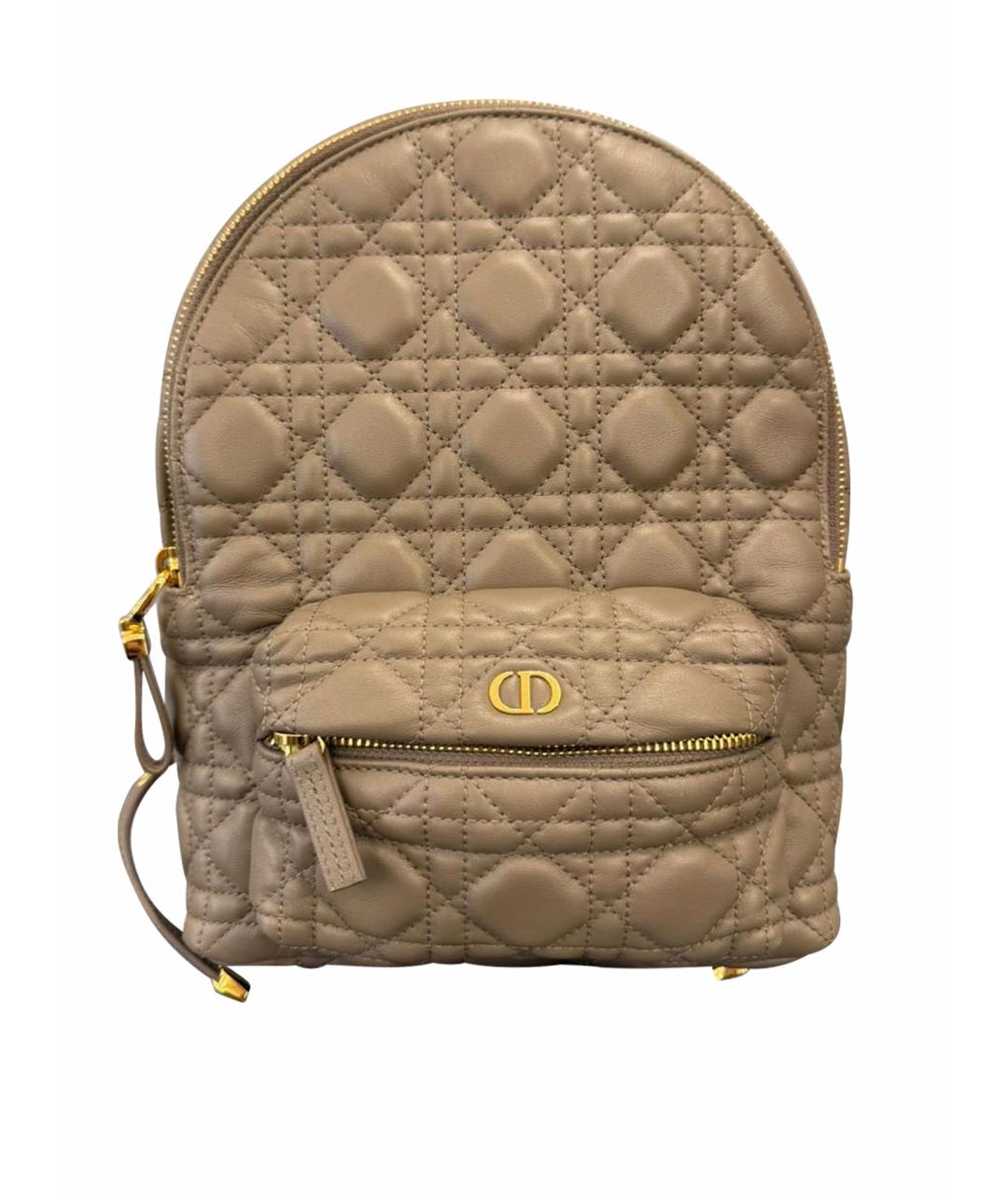 CHRISTIAN DIOR Бежевый кожаный рюкзак, фото 1
