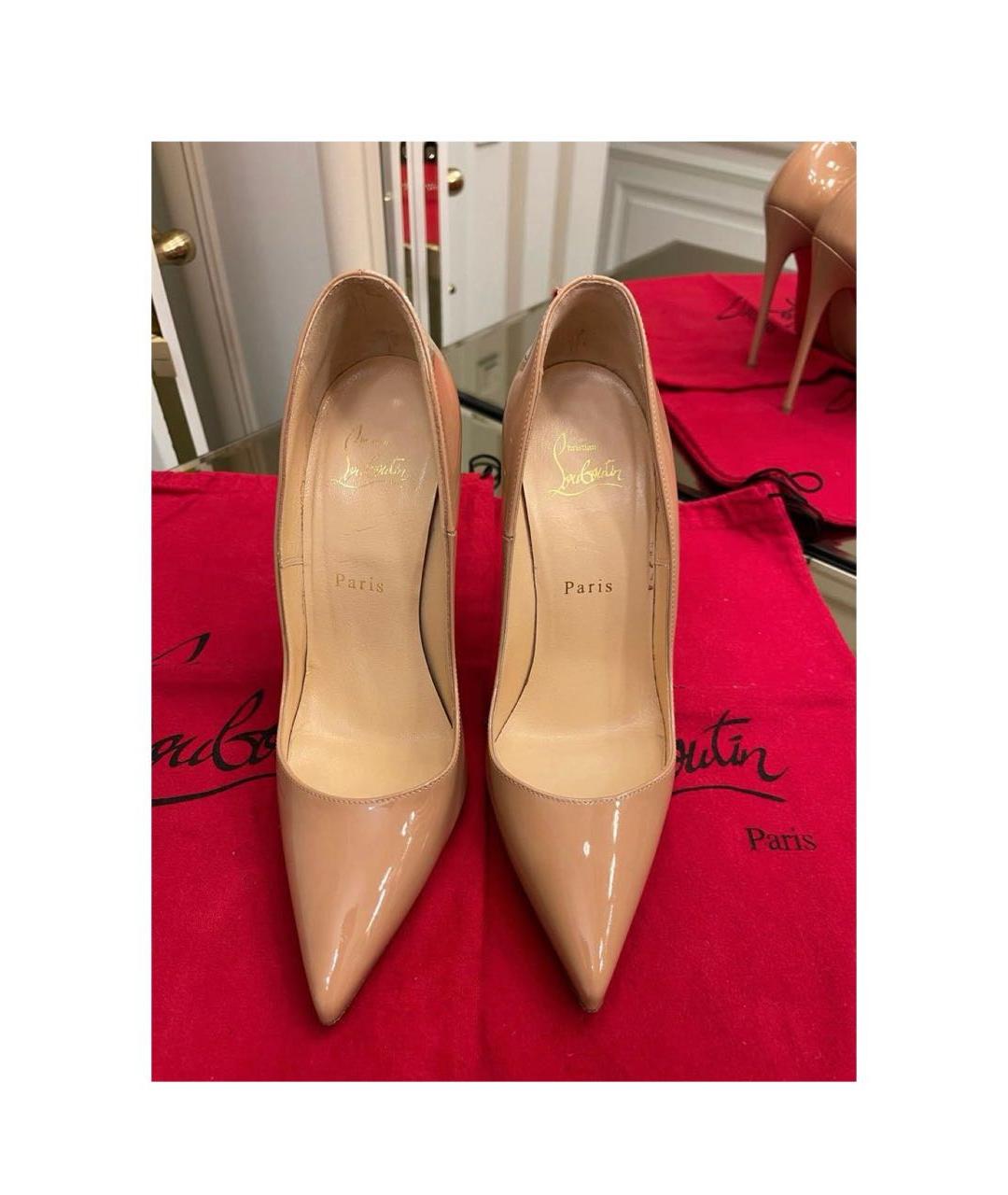 CHRISTIAN LOUBOUTIN Бежевые туфли из лакированной кожи, фото 2