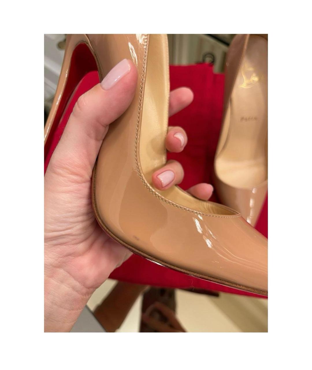 CHRISTIAN LOUBOUTIN Бежевые туфли из лакированной кожи, фото 7