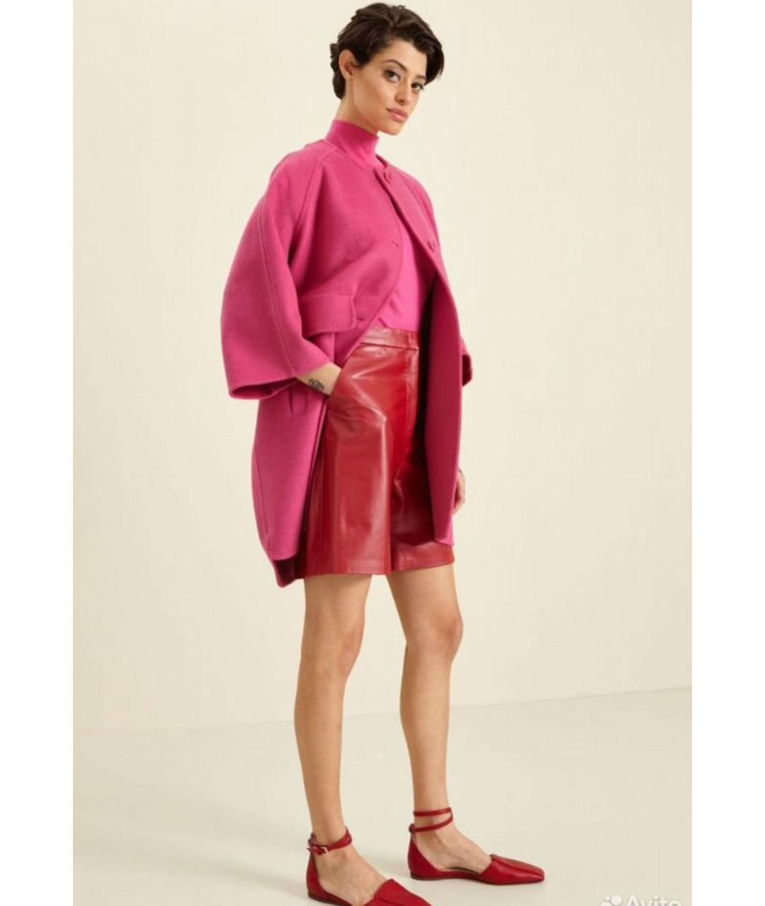 MAX MARA Красные кожаные шорты, фото 4