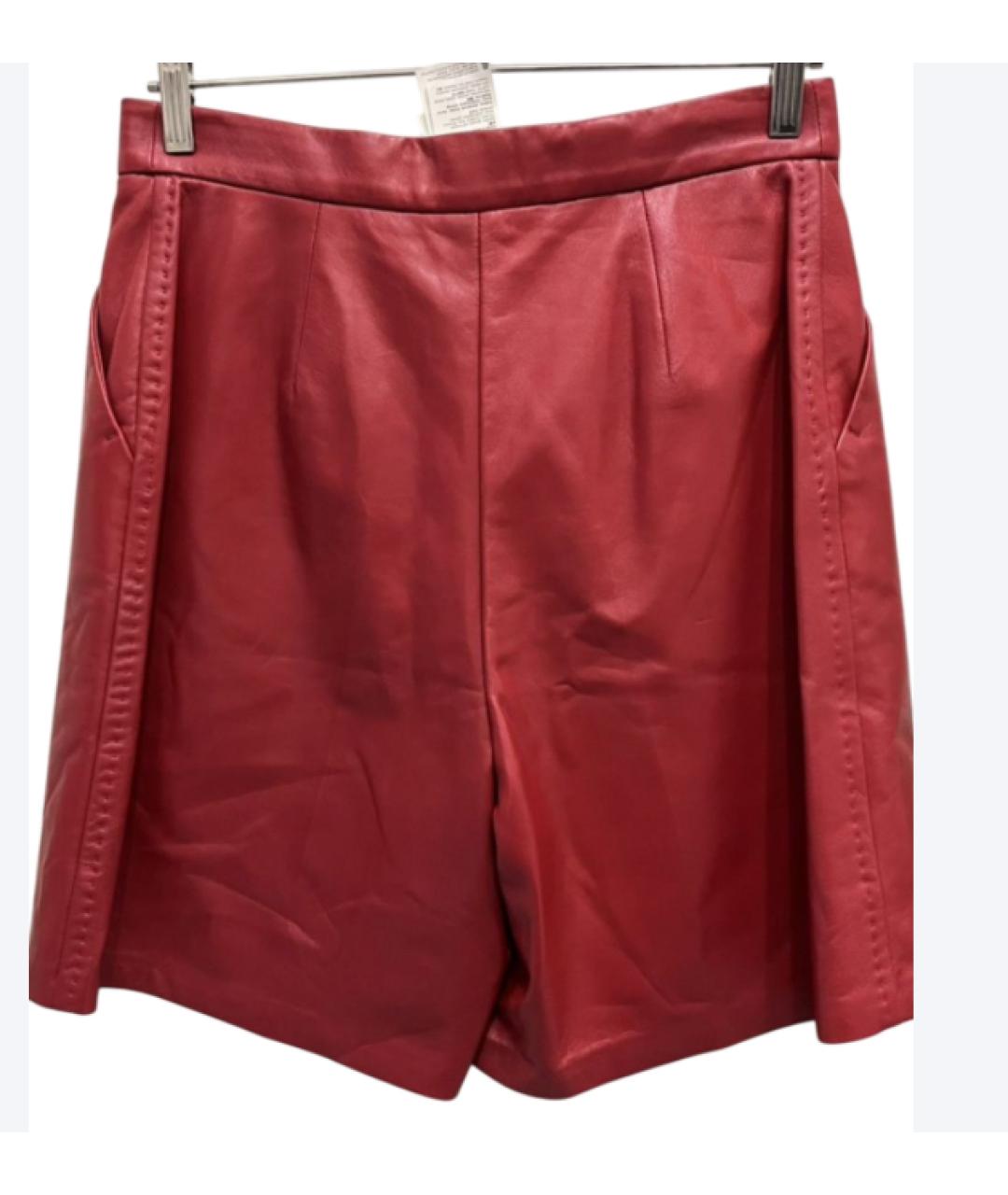 MAX MARA Красные кожаные шорты, фото 2