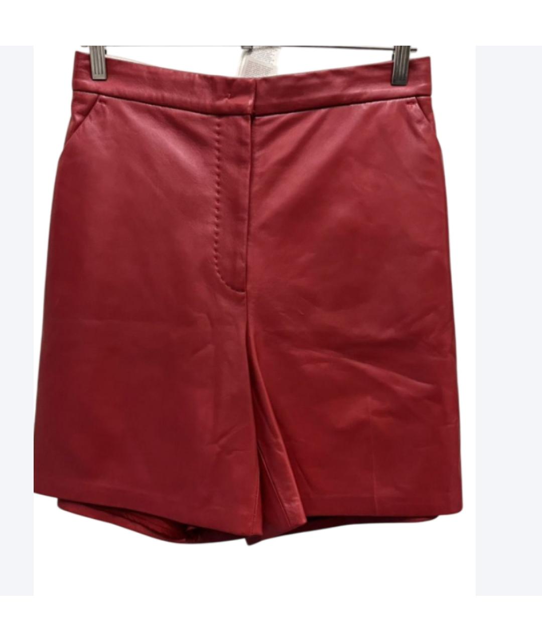 MAX MARA Красные кожаные шорты, фото 8