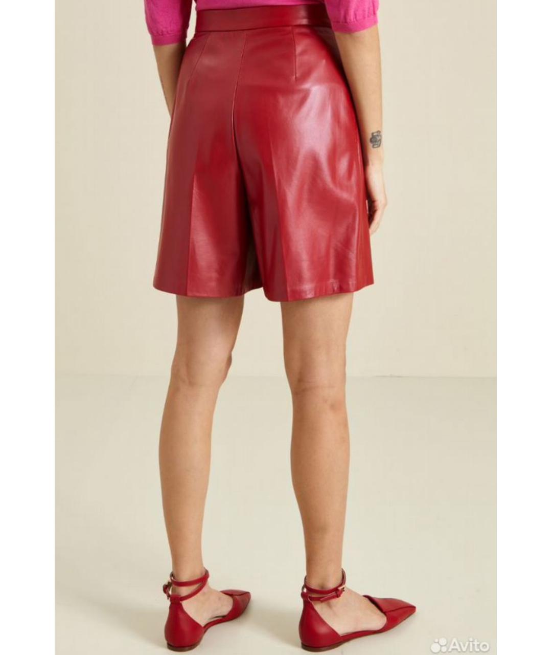 MAX MARA Красные кожаные шорты, фото 7