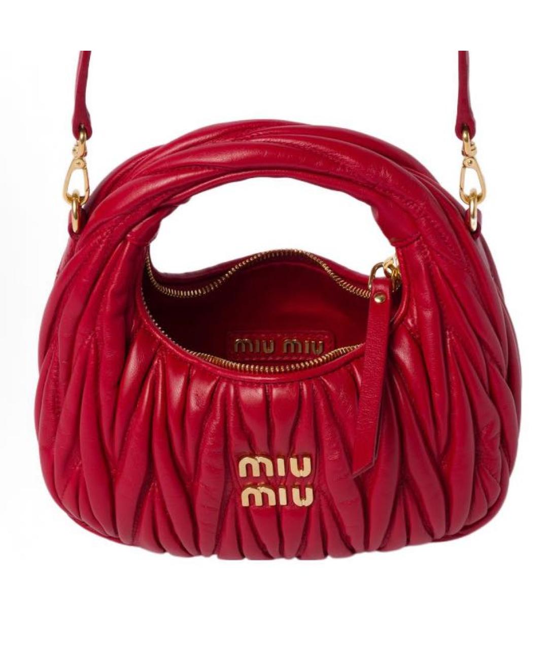 MIU MIU Красная кожаная сумка с короткими ручками, фото 5
