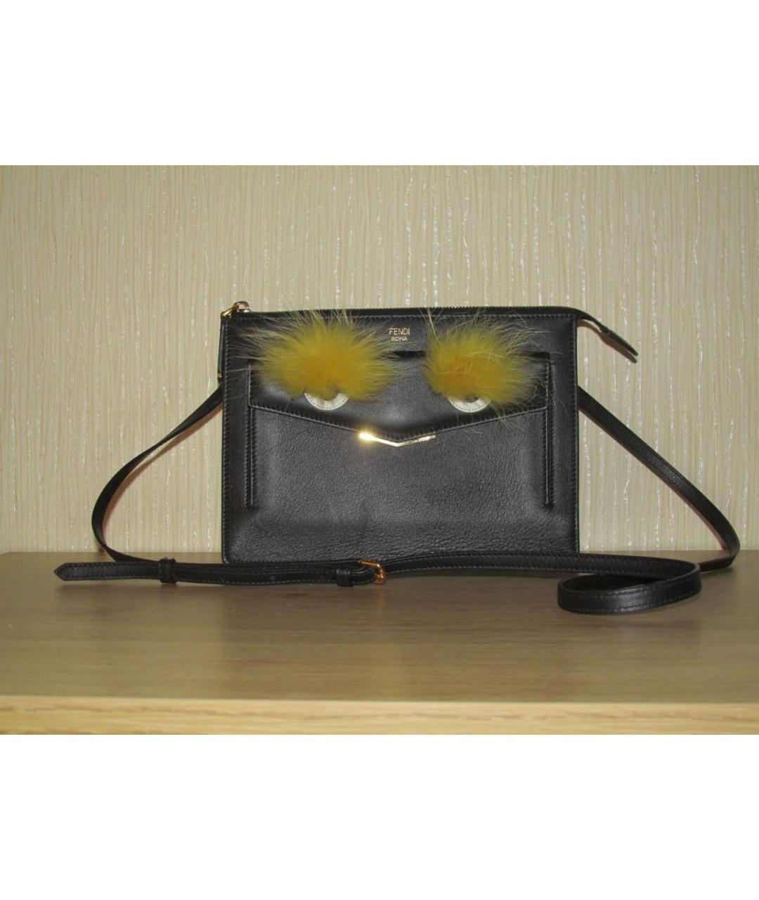 FENDI Черная кожаная сумка через плечо, фото 9