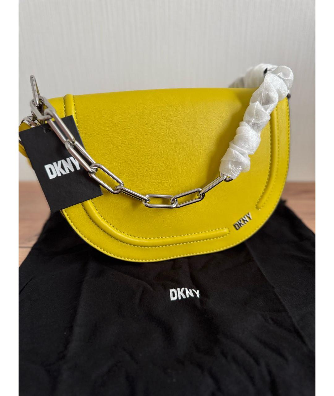 DKNY Желтая сумка через плечо из искусственной кожи, фото 4