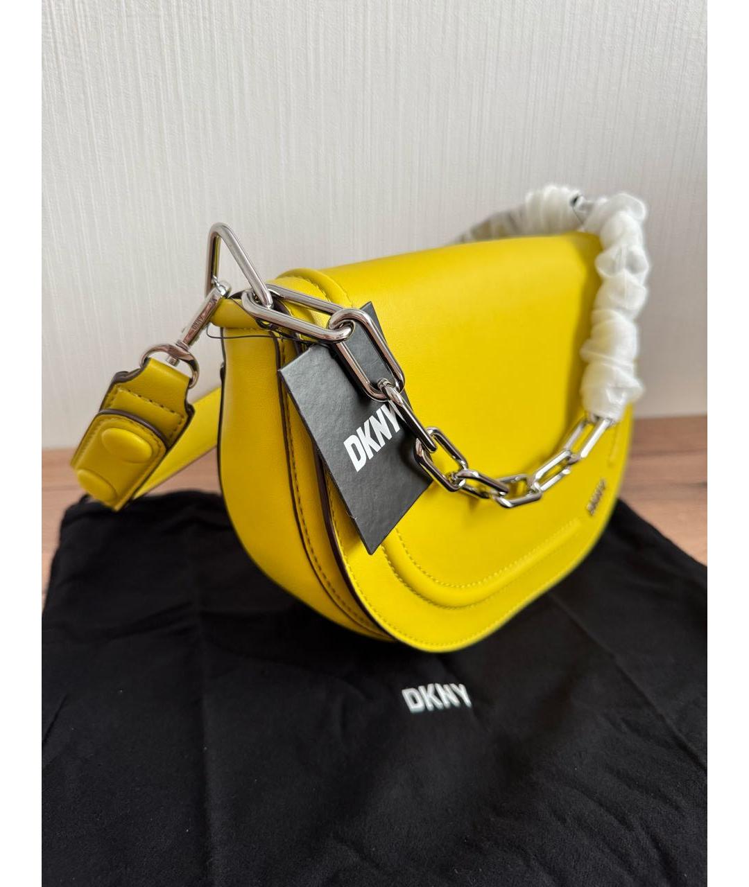 DKNY Желтая сумка через плечо из искусственной кожи, фото 2