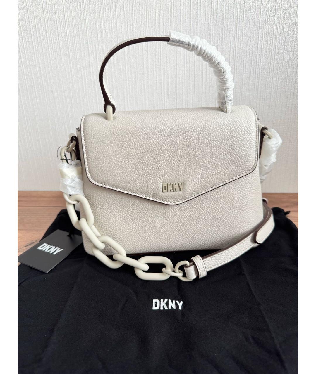 DKNY Серая кожаная сумка через плечо, фото 4