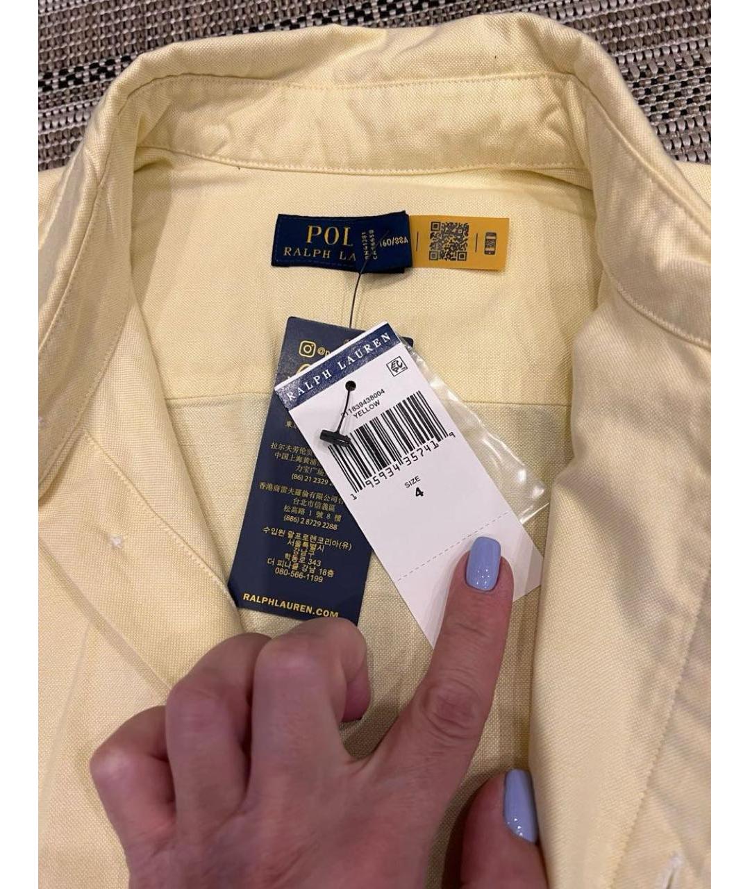 POLO RALPH LAUREN Желтое хлопковое повседневное платье, фото 3