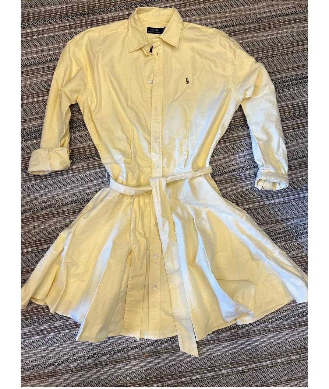 POLO RALPH LAUREN Желтое хлопковое повседневное платье, фото 6