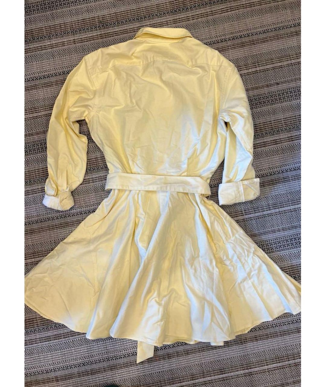POLO RALPH LAUREN Желтое хлопковое повседневное платье, фото 2