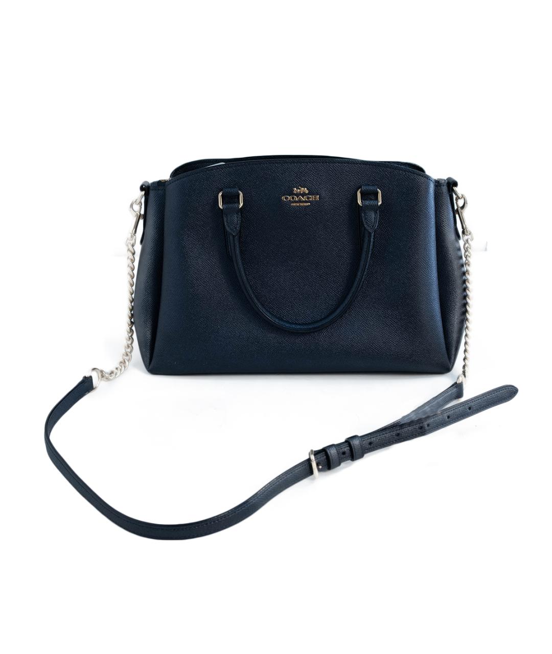 COACH Темно-синяя кожаная сумка тоут, фото 6