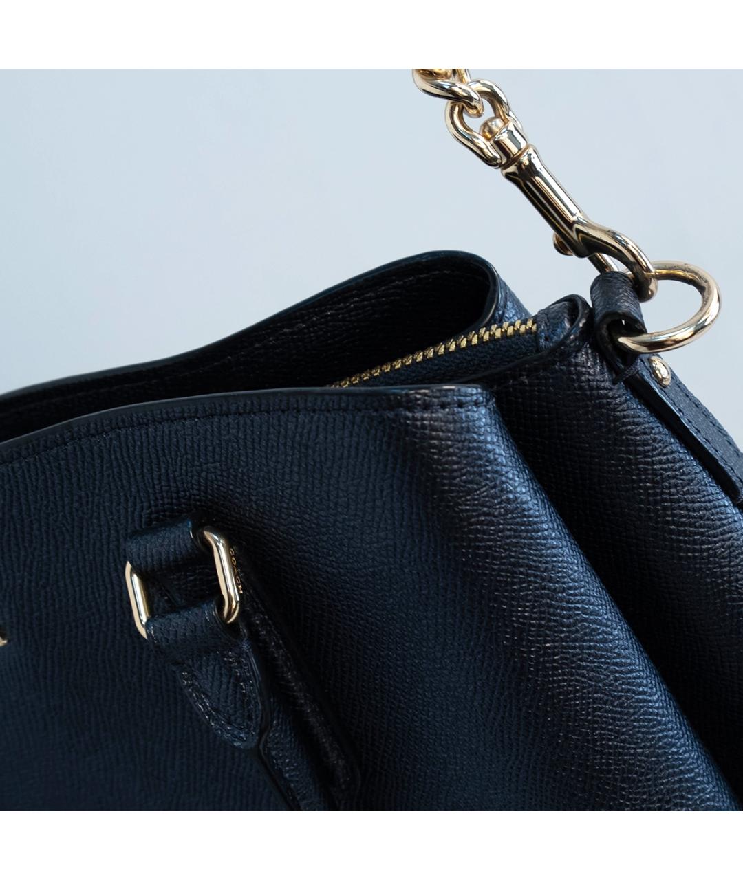 COACH Темно-синяя кожаная сумка тоут, фото 5