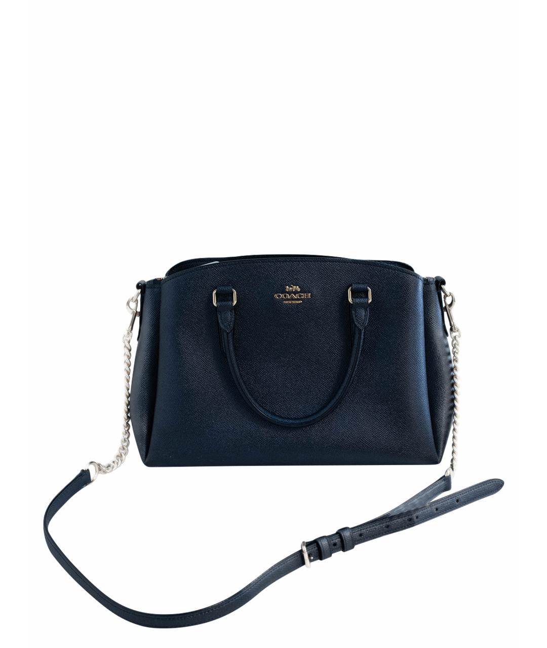 COACH Темно-синяя кожаная сумка тоут, фото 1