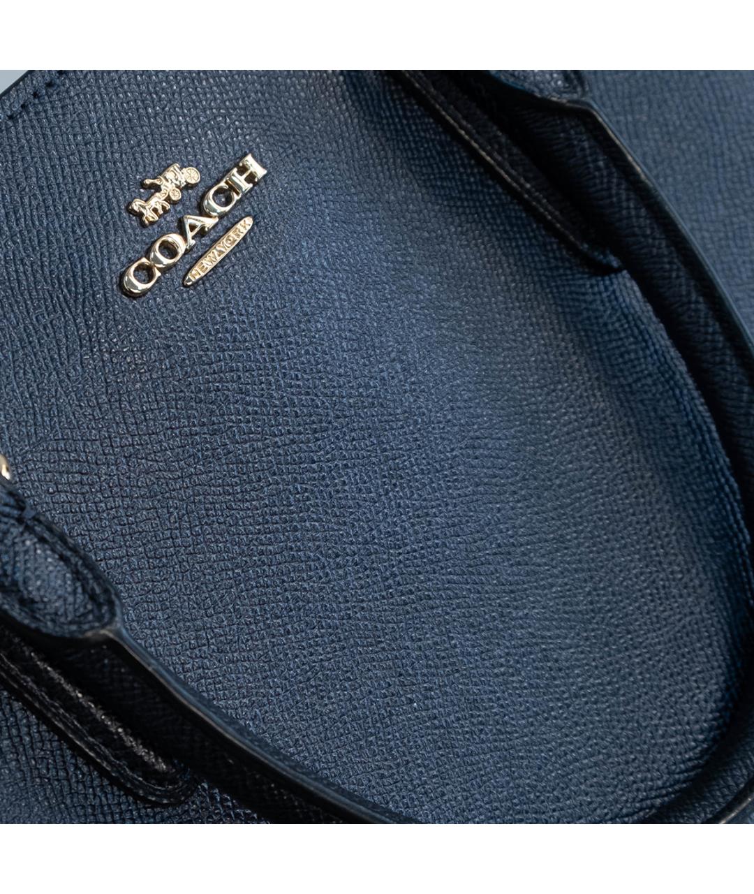 COACH Темно-синяя кожаная сумка тоут, фото 4
