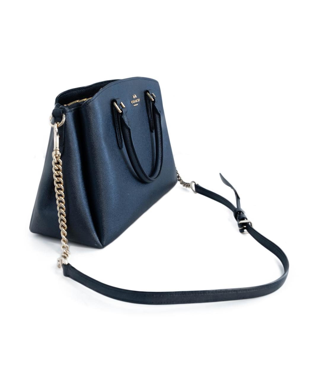 COACH Темно-синяя кожаная сумка тоут, фото 2