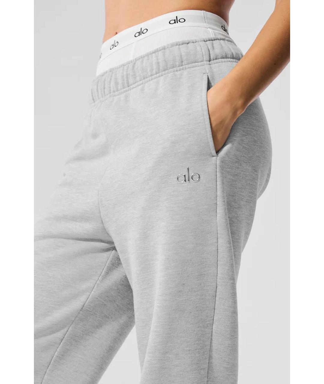 ALO YOGA Серые хлопковые спортивные брюки и шорты, фото 5