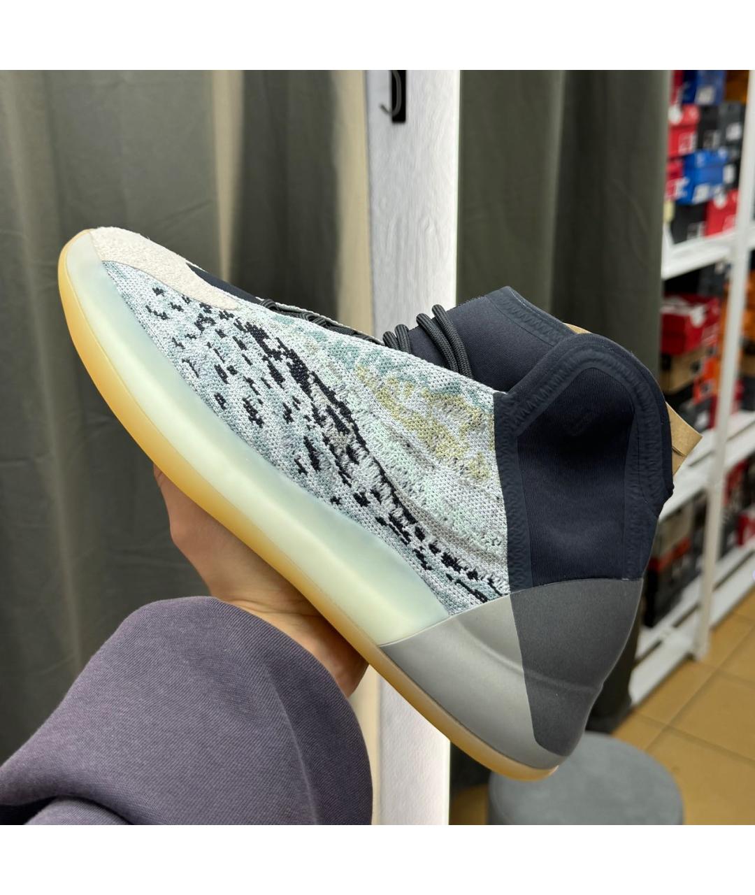ADIDAS YEEZY Серые замшевые высокие кроссовки / кеды, фото 2